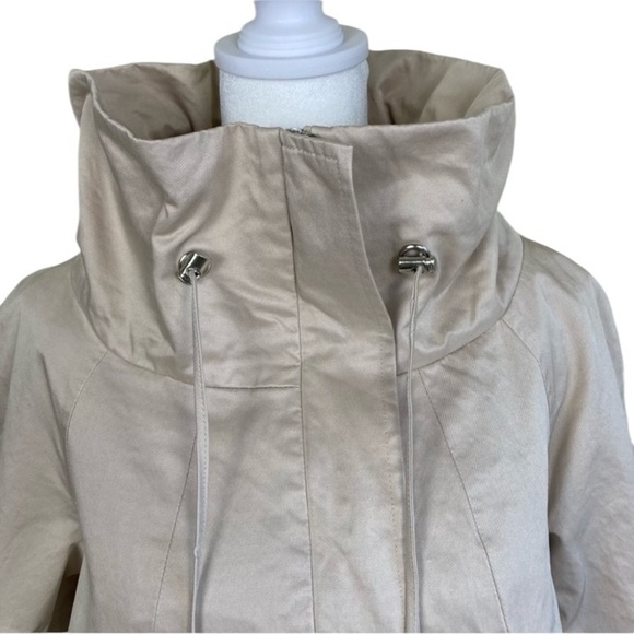 QVC Retro 60s Style A-line Swing Jacket Trenchcoat Full Zip Beige Twee Sz XS - Picture 2 of 14
